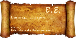 Baranyi Elizeus névjegykártya